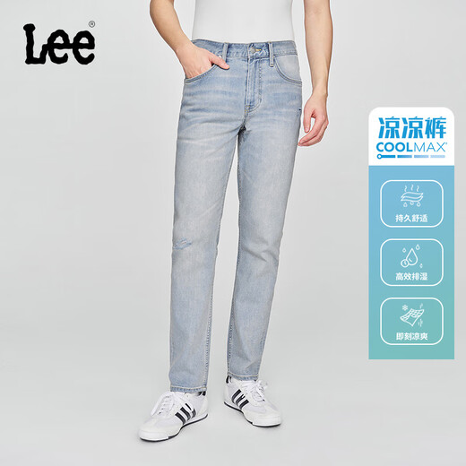 Lee【张凌赫代言】凉凉裤25夏新723修身直筒复古浅蓝男凉感牛仔裤 浅蓝色 29