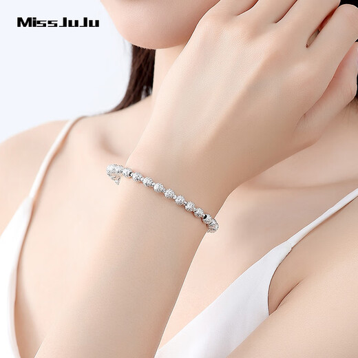 Miss JuJu pt950 platinum unicorn bead bracelet for women, new flashing platinum baby's breath bracelet, weight 12.9-13.1g