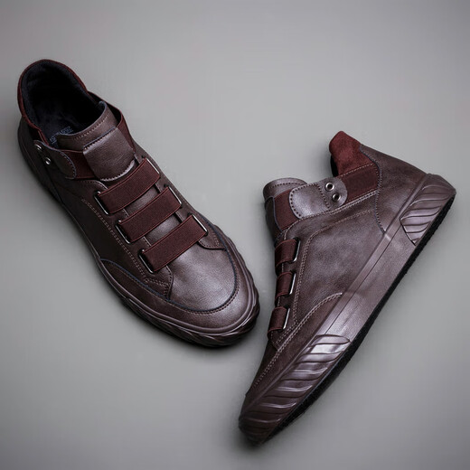 Fat Donglai DL Zapatos para hombres Autumn Nuevo Velvet Zapatos calientes Atreirios altos zapatos de cuero británico para hombres Zapatos de moda zapatos casuales Shopas SS-9857 All Black 38