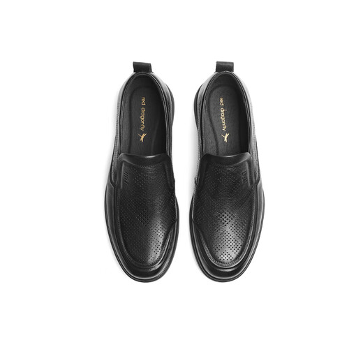 Red Dragonfly Left Month Lollow Lolow Leather Shoes 2025 Summer One-Pick Business Casual Shoes Men's WTA150511L Black Hollow 38
