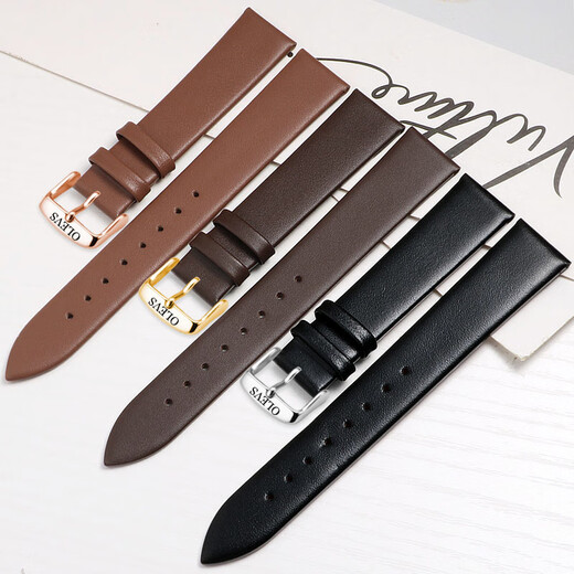 AeteEy es adecuado para la correa de cuero genuina de Oliver para hombres y mujeres originales 2880/6629/5869 Pulsera de hebilla de alfiler de jersey liso 16/20 m White + Pin de rosa (seleccione y compra un envío de prioridad de prioridad 18 mm