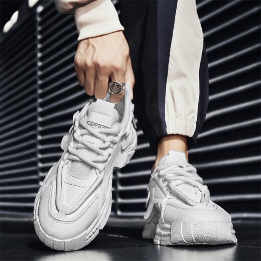 
Huilijun dad shoes men's thick sole heighten 2025 autumn new men's shoes leather men's trendy shoes versatile casual trendy shoes ZY1105 white (quality upgraded) 39 (selected priority delivery)