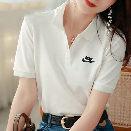 Nike (Nike) Revers Polo-Hemd für Frauen kurzärmelig Frühling und Sommer Neues atmungsaktives pures Baumwoll-Sport-T-Shirt halbärmelig CJ4457 FN3895-100/Männer Größe Frauen tragen reine Baumwolle l 130-150jin [Jin gleich 0,5 kg]