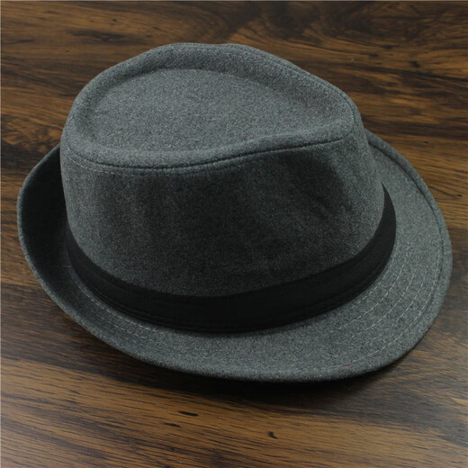 Oath to be a top hat for men, middle-aged and elderly, high-end spring and summer hats, high-end summer people, autumn and winter woolen woolen British fashion jazz hats, cloth and woolen material, light gray M (56-58cm)