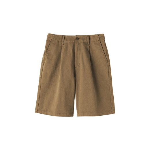 MUJI Women's Uneven Thickness Cotton Thread Mercerized Twill Pleated Pants Women's Pants 25 Years Summer Shorts Women's Dark Beige M (160/66A)