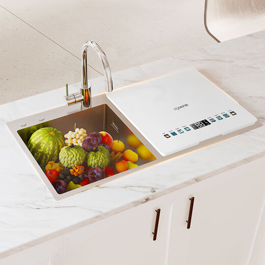 Merkfield crushed residue sink dishwasher household embedded countertop stainless steel inner cavity ultrasonic cleaning tableware high temperature steam washing hot air drying white double tank stainless steel inner cavity + crushed residue + ultrasonic (left)