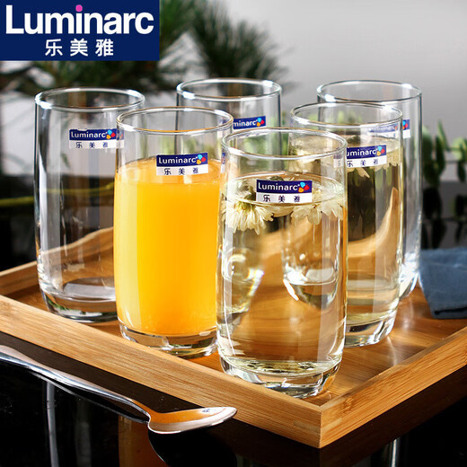Glass cup household water cup tea cup juice cup milk cup drinking water cup drink cup 6 set LB 6 pack / 290ml high-end 13790+ cup holder + cup / default /