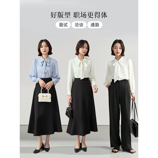 Lady Bird white shirt women's professional formal top teaching staff interview suit with commuting wear chiffon shirt