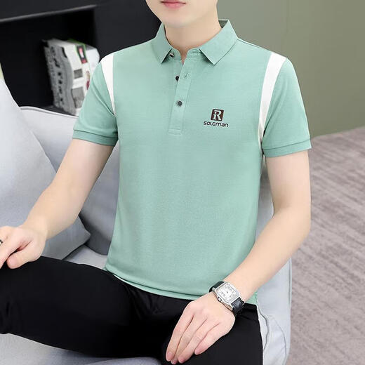 夏季男士衬衫领短袖t恤时尚百搭舒适上衣运动休闲商务男装POLO衫 qy739白色 M