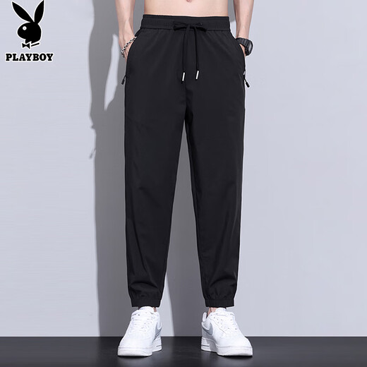 Playboy (Playboy) Casual Hosen für Männer Eis Seidenhosen für Männer Sommer dünne, schnell trocknende Jogginghosen losen Bindungsfüße trendige neun-Punkte-Hosen