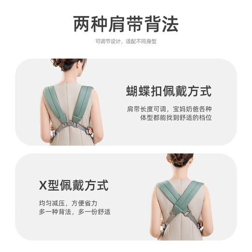 爱源美背带婴儿横前抱式外出简易夏新生儿宝宝前后两用省力轻便背娃神器 星屑灰
