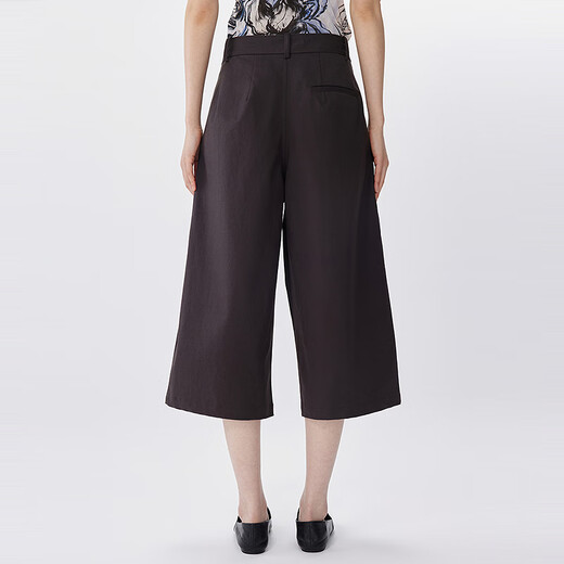 JNBY [Same Model in Shopping Mall] 25 summer new casual pants for women wide-leg cropped pants 5P5E11980 215/dark gray-brown S