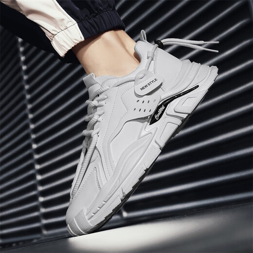
Huilijun dad shoes men's thick sole heighten 2025 autumn new men's shoes leather men's trendy shoes versatile casual trendy shoes ZY1105 white (quality upgraded) 39 (selected priority delivery)