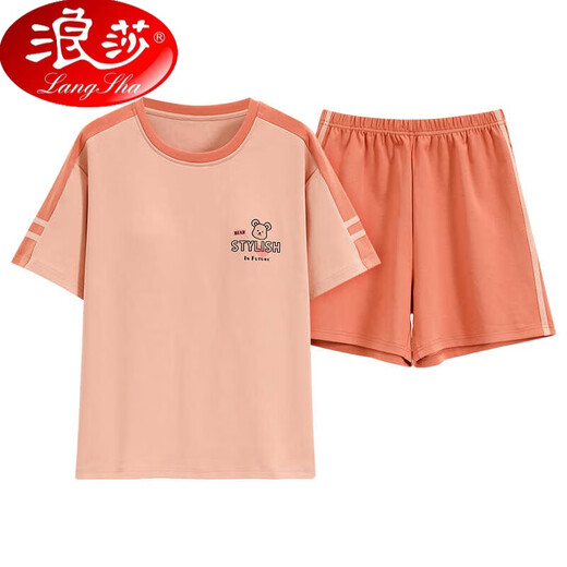 浪莎纯棉夏季睡衣女士套头睡衣夏季短袖短裤舒适休闲家居服套装 Z9855 【主图款】 M 【建议80-100斤穿】