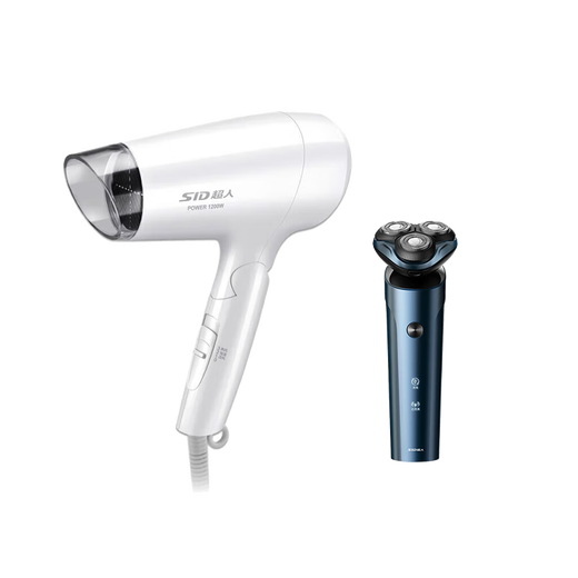 Superman Shaver Hair Dryer Gift Box Electric Shaver Men's Car Rechargeable Portable Shaver Razor Valentine's Day Birthday Gift for Boyfriend Gift for Husband Superman Personal Care Combo Two-piece Set D