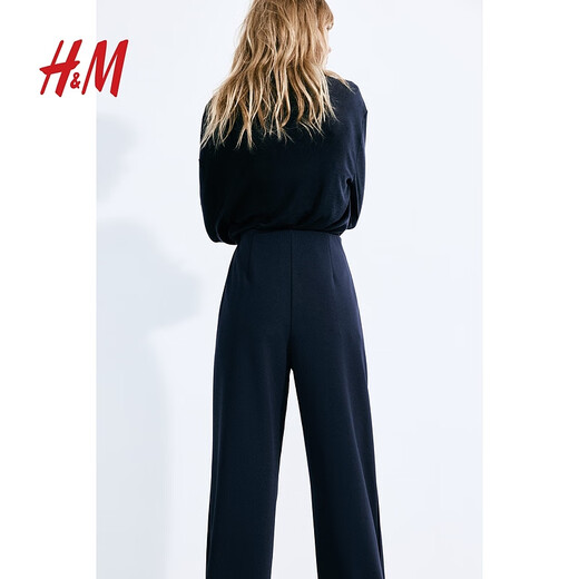 H&M Women's Suit Pants 2025 Autumn New Commuting High Waist Slim Straight Wide Leg Formal Pants 1264836 Black M 165/80