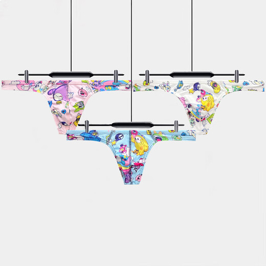 Sexy underwear new cartoon sexy men's thong bikini cute buttocks single butt sexy M pink