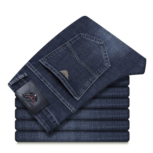 FALAMONE new stretch jeans men's 2025 loose straight casual long pants spring and summer 854 blue + 9624 blue black Regular Regular 29 (2 feet 2) Waist circumference