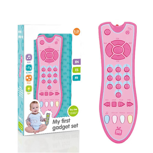 
Infant and Toddler TV simulation remote control children with music English learning remote control Early education cognitive toy Pink (battery for free)