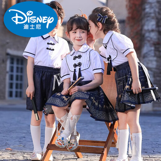 迪士尼六一儿童演出服中国风幼儿园毕业照班服小学生诗朗诵合唱表演服装 6625夏季女款(白袜子) 100 cm