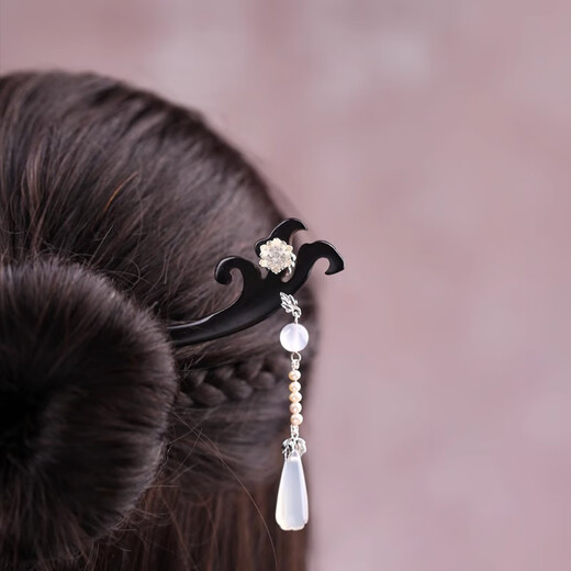 Kamalun (KAMALUN) ebony hairpin ancient bell lily hairpin plum blossom tassel new Chinese style hairpin hair accessories Chinese Valentine's Day gift lily of the valley flower tassel hairpin
