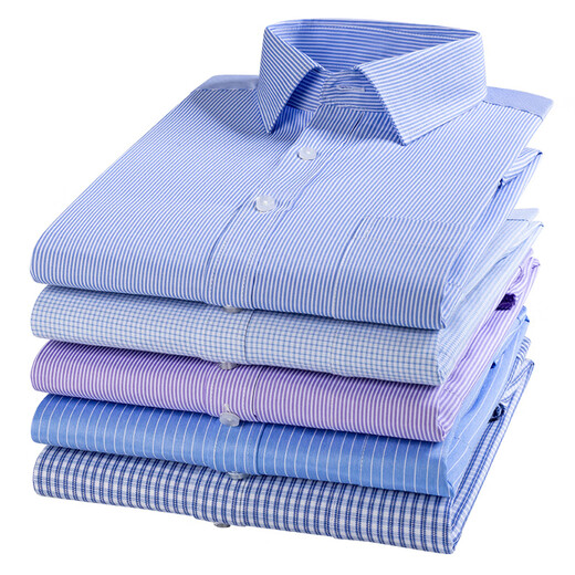 Hengyuanxiang pure cotton plaid shirt men's short-sleeved, free-iron 2025 summer new style business casual men's cotton half-sleeved shirt short DX6636 star new upgraded DP ready-to-wear free 40 175 [weight 135Jin [Jin equals 0.5 kg]-145Jin [Jin equals 0.5 kg]]