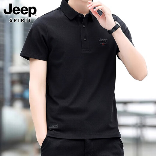 JEEP SPIRIT short-sleeved T-shirt for men 2025 new summer sports t-shirt loose lapel breathable high-end casual polo shirt for men 7027 military green regular L