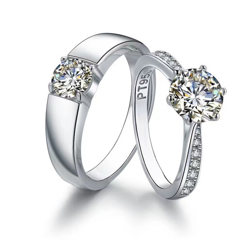 Pt950 platinum moissanite diamond ring 18-ring proposal platinum couple men and women pairing rings as gifts for girlfriends light luxury six-claw single-sided diamond 2 carats closed remarks ring number