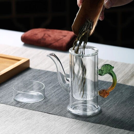Dragon handle steel leaky kettle, high temperature resistant glass teapot, tea maker, household tea separation cup, dragon handle glass leakage 250ml