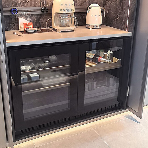 DBERLAN JC145 under kitchen counter embedded cigar cabinet red wine cabinet constant temperature wine cabinet beverage cabinet tea ice cream ice machine refrigerator cabinet home stainless steel door wine cabinet cigar cabinet combination 290L