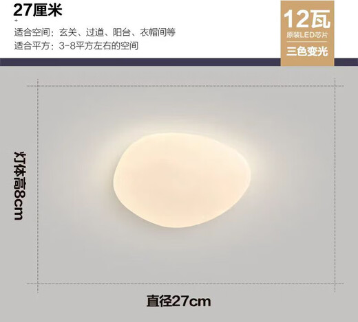 XMSJ吸顶灯卧室北欧风满天星艺术灯罩全光谱走廊书房灯 1W 全光谱RA9738CM三色变光