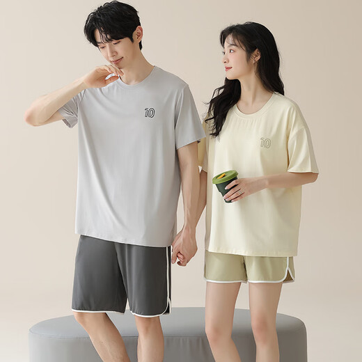 Yalu-Paar Pyjamas Sommermodal Pullover mit Brustpolstern für Kurzärmel-Shorts für Frauen für die kühle Hauskleidung von Männern kann außerhalb der NS15807 M Frauenstil getragen werden