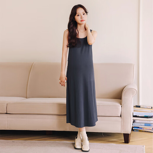 
Miduli maternity dress summer 2025 new large size suspender skirt vest long skirt maternity dress black L