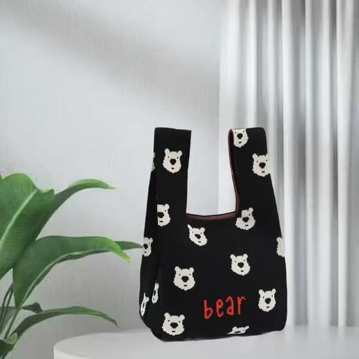 超实用包包新款可爱手提包礼袋节日礼物外出针织手拎包便携收纳包 紫色