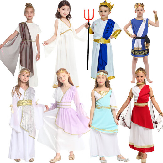 Jehohan Roman ancient Greek mythology performance costume Halloween performance costume cos Greek Princess Athena God King Zeus Children's elegant princess G0165L code 12013 equal code