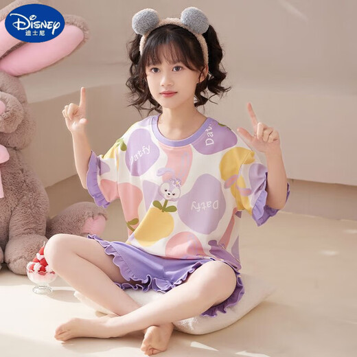 迪士尼（Disney）甜美可爱女童家居服套装优质棉少女款夏季短袖短裤甜美睡衣女孩 687莫代尔 160 大童XL码 建议身高160-170CM
