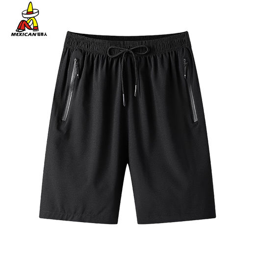 Scarecrow ice silk shorts for men, middle-aged and young men, fat and large size quick-drying casual pants for men, summer wear thin pants for men, 7022 color number 1 L