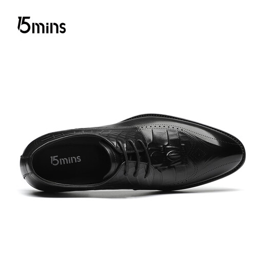 
15 minutes top layer cowhide men crocodile pattern men's shoes business formal leather shoes wedding shoes low top shoes men E1049 black 42