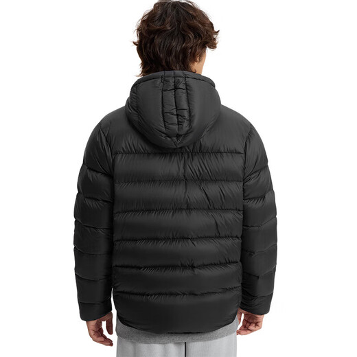 安德玛（UNDERARMOUR）冬季新款Core男子连帽运动短款鸭绒保暖羽绒服6001970 黑色001 XL