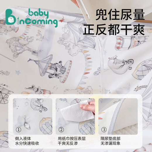 
BABY INCOMING Baby Urine Sediment Pad Large Size Waterproof Washable Pure Cotton Class A Breathable Diaper Aunt Menstrual Multifunctional Care Pad [Hot Air Balloon Tour]'0' Add 80x100cm
