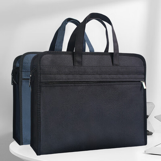 Jianteng Business Meeting Commuter Men's Women's Briefcase Bag File Pack Customized File Bag Zipper Large Capacity Waterproof Data Bag Simple Tote Bag High-end Sense Tote Bag 9902 Dark Blue (plus business card) 39*29*9cm
