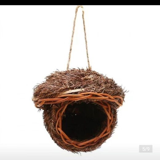 Runhua Nian Bird's Nest Bird's Nest Bird Supplies Bird Cage Handmade Straw Outdoor Pastoral Style Simulation Decoration Farmhouse Pendant Bird's Nest Plus Two Red-billed Birds and 5 Eggs