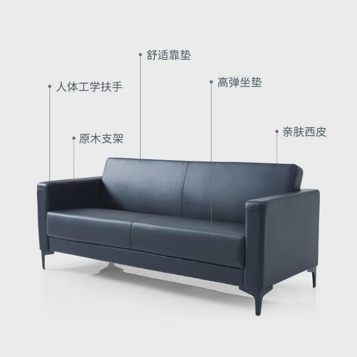 Dio Modern Simple Leather Boss Office Sofa Group Négociation à la réception Président Client Meeting Business Sofa Da1098 Black Xipi-Three Seon