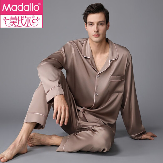 Modal 2025 Neue Frühlings-Hausbekleidungsanzug High-End-Eis Seidenkühlung und glatte Frühling und Sommer-Männer losen Pyjamas 3899 Black Grey XL (Gewicht 135 bis 155)