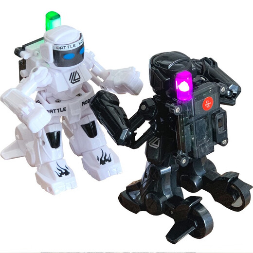 Somatosensory remote control battle robot children's interactive black technology double boxing fighting toys black and white combination robot, handheld battery screw, official standard configuration