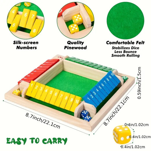 Close Box Master Digital Flop Kinderspielzeug vierseitiges Brettspiel Trinkspiele Props Party Freizeit lustigeres vierseitiges Farbmodell <Zwei Würfel Reine Zahlen> + Farbboxmodell + 8 Würfel