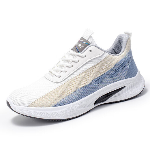 Sportschuhe Herrenschuhe Frühling und Sommer atmungsaktives weiches alleinige Netzschuhe Herren lässige Schuhe Leichte schockabsorbierende Trendsschuhe Männer 9901 Weiß 39