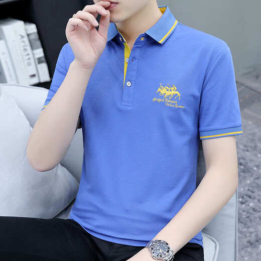 SEPTWOLVES summer short-sleeved polo shirt under SEPTWOLVES men's trendy brand embroidered collar Paul T-shirt fashionable versatile thin pure white S5012 M 95-115Jin [Jin equals 0.5 kg]