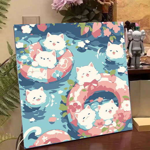 Cat Duidu endiy цифровой масляной картины раскраска раскраска вручную подарочную мультфильм милый декоративная живопись Масло Цвет Оптовой FQ695 CAT Girl 20*20 см. Тяжелый внутренний свет светлый цвет + кисти для кисти