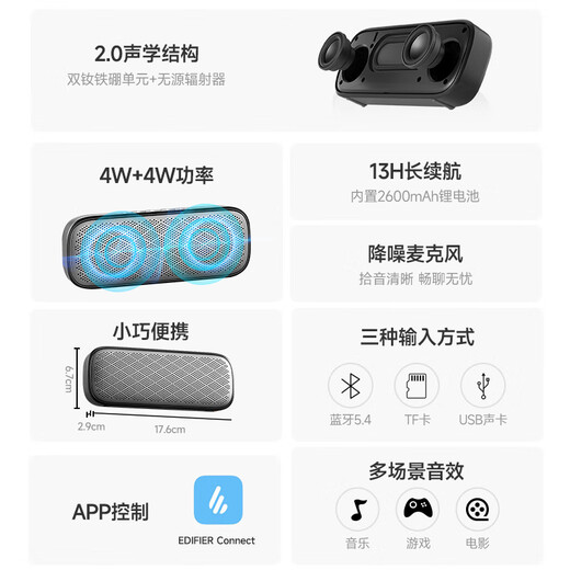 Ride (Edificer) M125 Mini Bluetooth en haut-parleur Bluetooth Outdoor Portable Audio Outdoor Camping Wechat Paiement Megaphone